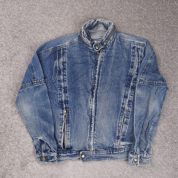 VTG 90s Nino Cerruti Medium Wash Small Blue Denim Long Sleeve Jean Jacket - Picture 1 of 10